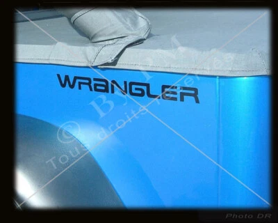 02 Stickers "Wrangler" Aile arrière pour Jeep YJ / TJ et +++ Plusieurs couleurs