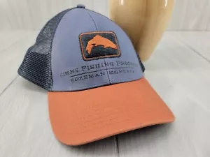 Simms Fishing Products Druckknopflasche Mütze Netz Rücken Kappe Bozeman Montana orange grau - Bild 1 von 9