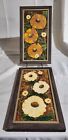 Set Of 2 Loretta W. Wikstrom Textured Flower Paintings 13.5" X 7.5" Orange Ivory