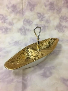 Vintage Hand Decorated Weeping Bright Gold 22K Diamond Shaped Candy Server - Bild 1 von 5