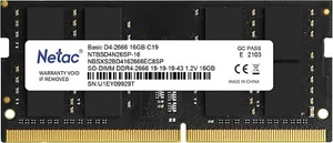 Netac Basic 16GB DDR4 2666MHz (PC4-21300) CL19 SODIMM Memory :: NTBSD4N26SP-16   - Picture 1 of 6