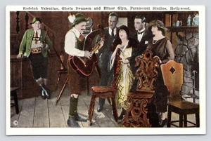 Rudolph Valentino Gloria Swanson Glyn Paramount Studios Hollywood CA Postcard - Picture 1 of 2