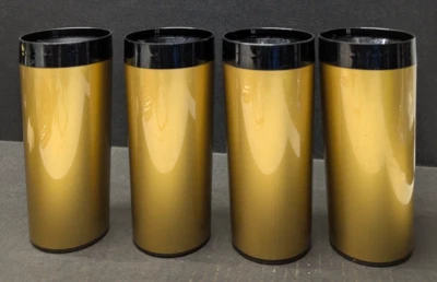 Lote De Colección De 4 Negro Y Dorado 12 Oz. "Vasos aislados NFC 6 1/2"" H" Foto 1 de 4