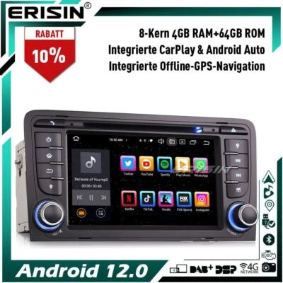 8-Kern Android 13 Autoradio GPS Navi Für AUDI A3 S3 RS3 RNSE-PU CarPlay 64GB SWC - Bild 1 von 4