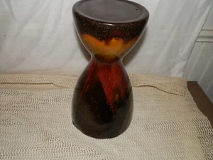 Keramik, bunt braun, Säule, 8 1/2" hoch, Standfuß, Kerzenhalter - Bild 1 von 5