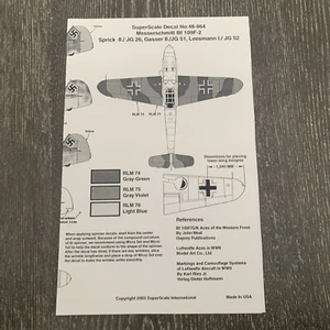 Model Aircraft Decal Messerschmitt Bf 109F-2 No. 48-864 - Picture 1 of 3