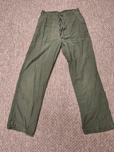 Vintage 60s OG 107 Type 1 Cotton Sateen Pants 32x33 Military Army Button Fly - Picture 1 of 8