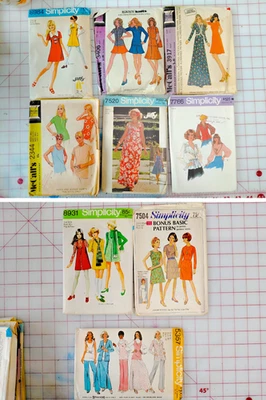 Lot Of 9 Vintage Sewing Patterns 1960s 1970s Simplicity McCall's - Image 1 of 4