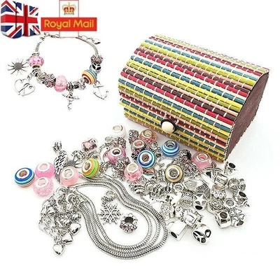 Charm Bracelet Making Kit DIY Craft Jewellery Making Beads Kids Nice Gifts UK - Image 1 of 4