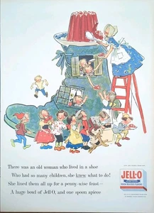 1955 Vintage Jello Nursery Rhymes Print Ad, Old Women In A Shoe - Picture 1 of 1