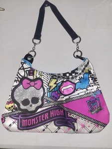 Monster High Girls Fashion Purse Bag Black Pink Silver Skulls Pouch Licensed - Picture 1 of 5