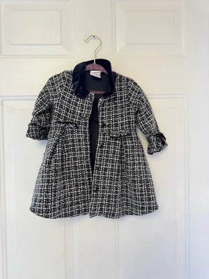Abrigo Nannette Baby Girl’s Chaqueta Tweed Negra 12 Meses Foto 1 de 4
