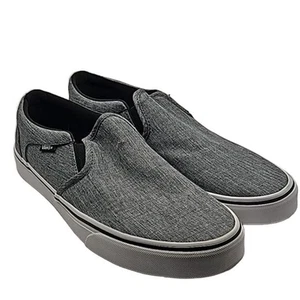 Vans Herren Asher Slipper Turnschuhe Größe 10 grau Rock Textil schwarz/weiß neu im Karton - Bild 1 von 7