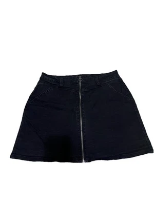 Minifalda vaquera negra con cremallera frontal SO de los 90 talla 13/31 W usada en excelente estado y2K Foto 1 de 4