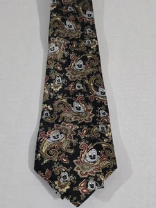 Vintage 1990s Disney Mickey Mouse Paisley 100% Silk Italy Designer Necktie  - Picture 1 of 5
