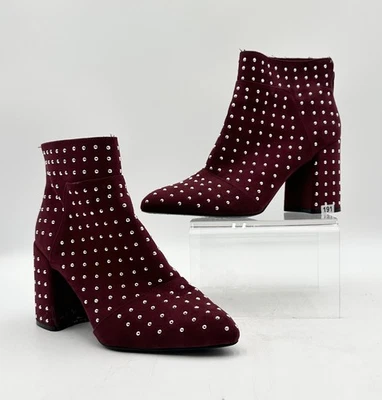 Qupid Women's Burgendy Studded Faux Suede Fashion Boots Size 7 1/2 - Image 1 of 4