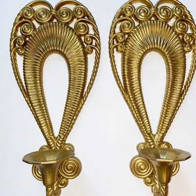 MCM Homco Burwood 金色壁挂烛台好莱坞摄政风格 — 第 1/4 张图片