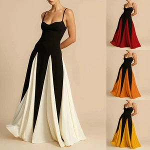 Elegante Moda Sexy Tendencia Fuera del Hombro Empalme Falda Grande Colgante Vestidos - Imagen 1 de 26