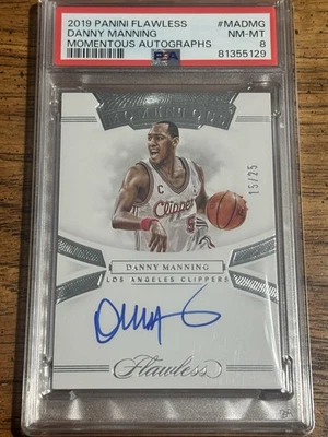 2019-20 Panini Flawless Momentous Autographs /25 Danny Manning #MA-DMG PSA 8 - Image 1 of 2