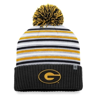 Grambling Tigers Black Top of the World Dash Cuffed Knit Hat with Pom - Image 1 of 2