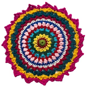 VIBRANT COLOR Crochet Doily Table candle Mat centerpiece runner Handmade mandala - Picture 1 of 9