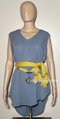 Corbata envolvente con flecos para cinturón alrededor de cuentas amarillas mostaza boho hippie detalle de metal Foto 1 de 4