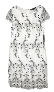 Donna Ricco Womens White Lace Embroiled Floral Dress Size 14 NWT - Picture 1 of 7