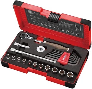 VESSEL Woody Swivel Ratchet Handle Socket Set HRW2004M-SW 6.35mm 1/4sq 21 pcs - Picture 1 of 6