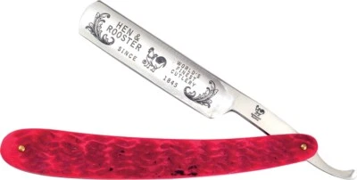 Hen & Rooster Razor Folding Knife 2.75" Stainless Blade Red Pickbone Handle - Image 1 of 3