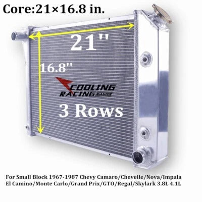 3-Row Aluminum Radiator for 1980-1987 Olds Cutlass Supreme Salon Cruiser V6 3.8L Foto 1 de 4