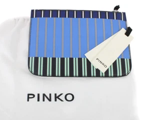 PINKO Mangiameduse Bustina Bag Women's ONE SIZE Zipper Pinstriped Wallet Clutch - Picture 1 of 9
