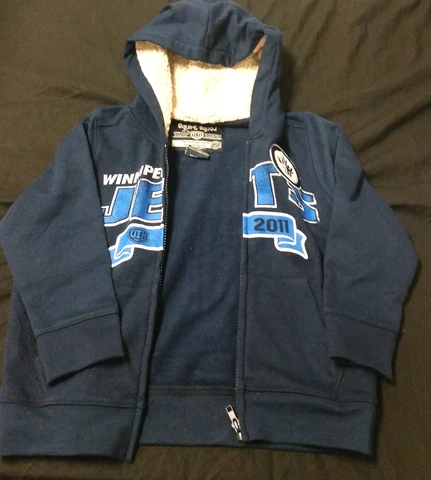 Old Time Hockey, Winnipeg Jets Navy, Inner Fur Hoody Zip-Up Sweatshirt 4T (NEW) Cover