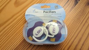 NCAA LSU Tigers Pacifier set of 2 Solid Color w/Case by baby fanatic - Picture 1 of 2