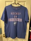New York rangers hockey on Broadway Majestic men’s blue shirt size large