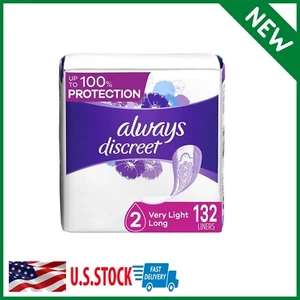 Always Discreet Women's Incontinence Liners Very Light Long 132 ct - Picture 1 of 10
