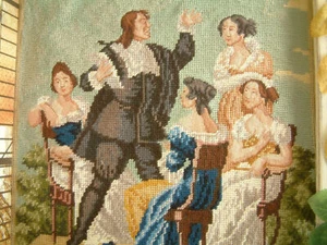 Vintage Hand Crafted Needlepoint Petit Point Tapestry Teaching Lesson - Picture 1 of 10
