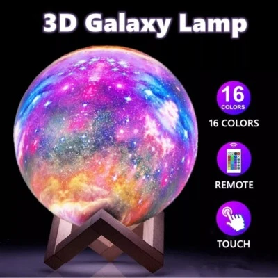 Moon Lamp Galaxy 5.9 inch 16 LED Colors 3D Night Light Remote /Touch /Tap USB - Image 1 of 4