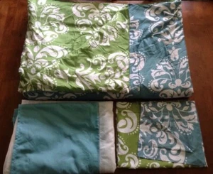 Twin Comforter, Sham & Dust Ruffle Set Teal/Green - Picture 1 of 5