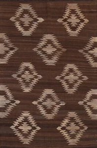 Alfombra oriental afgana reversible geométrica Kilim tinte natural tejida a mano 5'x6' - Imagen 1 de 12