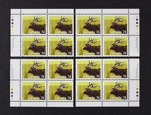 CANADÁ 1988 #1177, 74c Wapiti, bloques de placas combinadas papel "H" como nuevo casi nuevo - Imagen 1 de 1