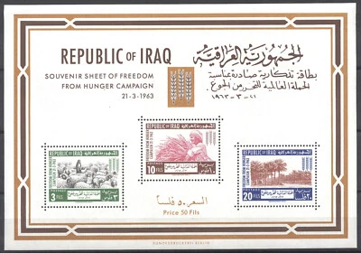 Irak Irak 1963, Libertad del hambre, hoja en miniatura, MNH 803 Foto 1 de 2