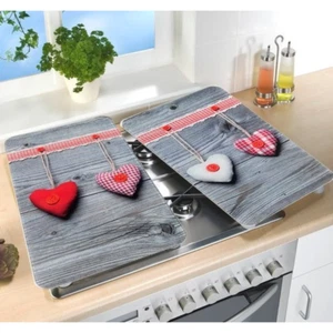 WENKO 2er Set Glas Herd Abdeckung Platten Universal Schneide Brett Herzen Küchen - Bild 1 von 5