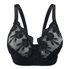 Ladies Sexy Half Lace Embroidered Bra Wide Straps Non Padded Underwire 36-46 D-H