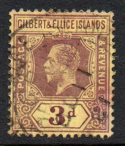 Gilbert & Ellice Islands G5 1918 3d purple/yellow sg16 used. - Picture 1 of 1