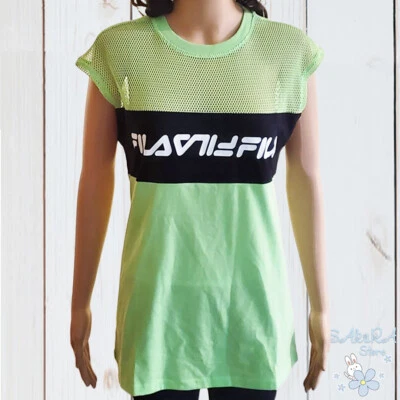 NUEVO CON ETIQUETAS FILA AUTÉNTICA PLAY DATE MUJER VERDE CUELLO REDONDO SIN MANGAS MALLA CAMISETA L Foto 1 de 4