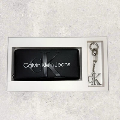 Calvin Klein CK Geldbörse Portmonee Schlüsselanhänger ZIP Around Schwarz NEU - Bild 1 von 4