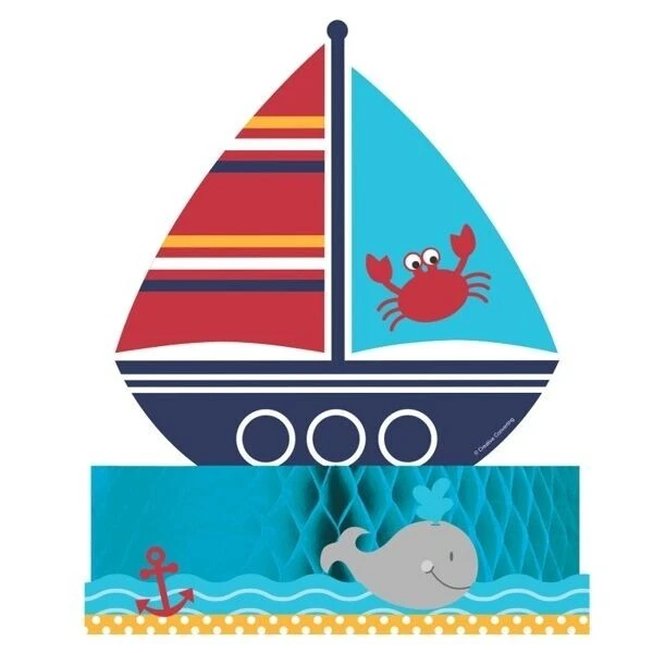 Ahoy Matey Nautical Honeycomb Centerpiece Boy Baby Shower Decorations NEW - Image 1 of 1