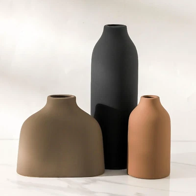 Ceramic Vase Set of 3,Vase Home Decor,Modern Farmhouse Decor, Flower Vase for Pa - Imagem 1 de 4