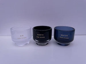 3 X Tom Dixon Earth Air Water Glass Tea Light Votives 7cms High NEW - Picture 1 of 16