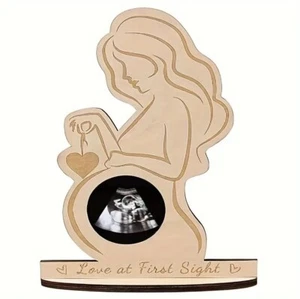 Wooden Baby Ultrasound Pregnancy Picture Photo Frame Gift Love Pregnant New Born - Picture 1 of 7